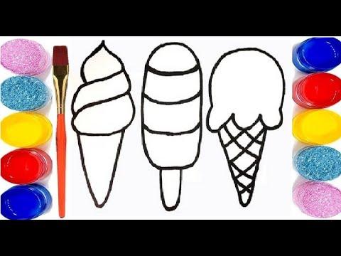 تعليم الرسم للاطفال تعليم رسم ايس كريم للاطفال بشكل سهل Ice Cream Drawing For Kids Ice Cream Drawing 