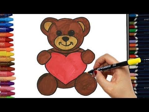 الرسم والتلوين للأطفال كيفية رسم الدب الصغير الرسم للأطفال الأطفال ألوان الفيديو 