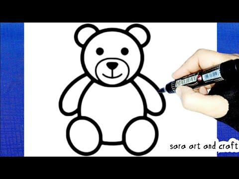 رسم سهل جدا رسومات سهلة وجميلة تعليم الرسم للمبتدئين تعلم رسم دبدوب للاطفال 