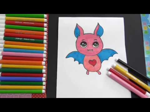 تعليم الرسم للاطفال رسم خفاش كيوت رسم سهل جدا للاطفال 