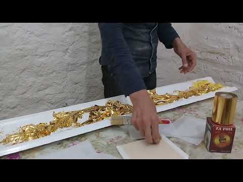 طريقة لزق ورق الذهب التركى فرم الجبس 