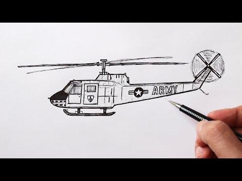 كيفية رسم طائرة هليكوبتر للجيش سهلة 