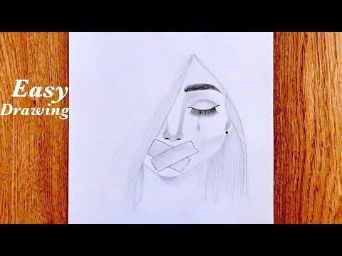 أسهل رسمة ل بنت فتاة حزينة How To Draw A Sad Girl Pencil Sketch 