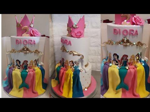 Princesses Disney Cake تزيين طورطة أميرات ديزني بجميع التفاصيل 