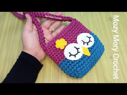 شنطة كروشية للأطفال بناتى على شكل بومة Tığ Işi çanta Bolsa De Crochê Crochet Bag क र क ट ब गt Baig 