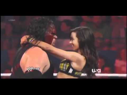 AJ Lee Kisses Kane WWE Raw 11 06 12 