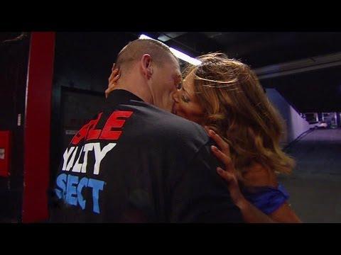 After Saving Her From Kane John Cena And Eve Kiss As Zack Ryder Looks On Raw Feb 14 2012 
