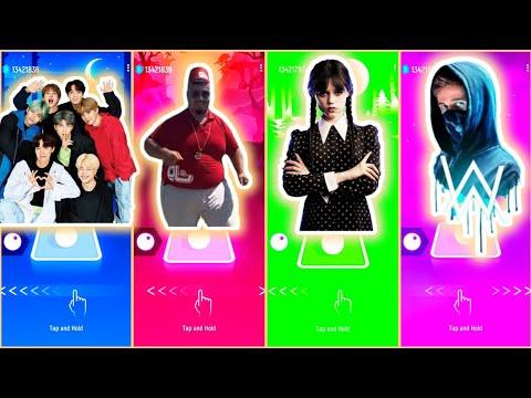 BTS ضد SKIBIDI BOM YES YES VS WEDNESDAY ADDAMS VS ALAN WALKER TILES HOP EDM RUSH 