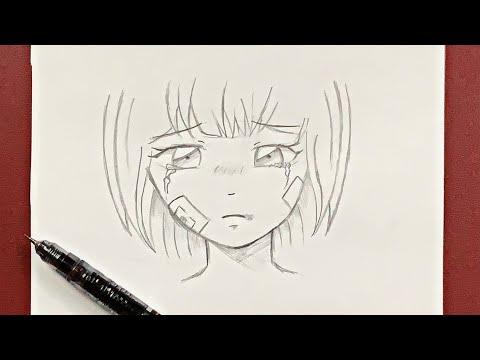 Easy Anime Drawing How To Draw Little Anime Girl Sad Anime 