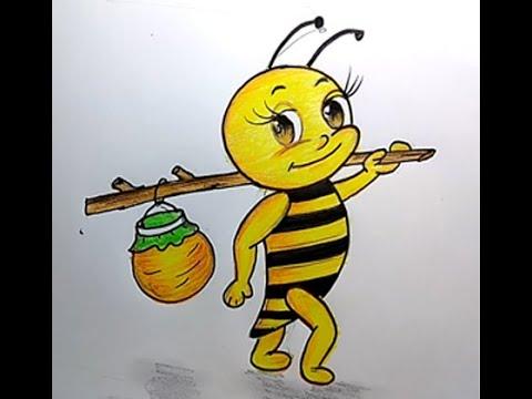 رسم نحلة كرتون سهلة Draw Bee 