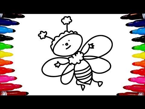 نحلة رسم وتلوين How To Draw A Bee Color 