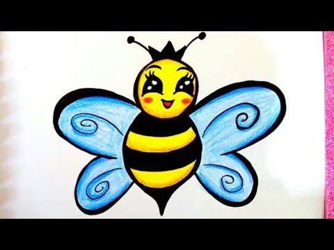 رسم ملكة النحل لتعليم الأطفال بالخطوات رسم سهل How To Draw And Color A Bee Steps For Children 