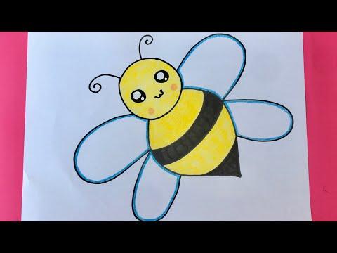 تعليم الرسم للأطفال رسم نحلة للأطفال رسم نحلة كيوت رسم وتلوين ألوان خشبية Howtodraw Preschool 