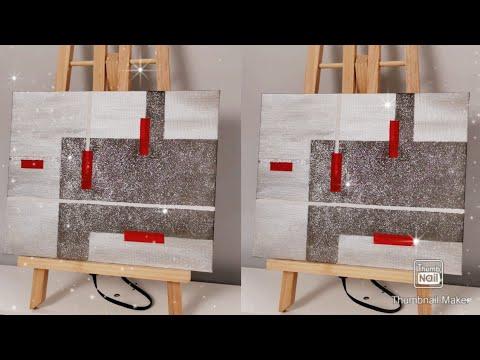 Tableau Moderne Silver Glitter Avec Technique Facile Pour Les Débutants ضعي لمستك في بيتك 