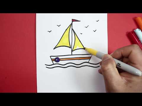 رسم سفينة رسم قارب صغير تعليم الرسم سهل How To Draw A Boat 