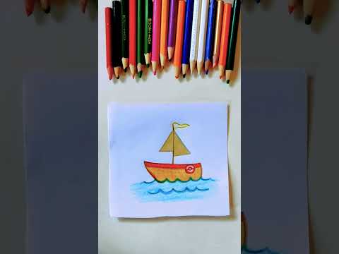 رسم سفينه رسم قارب صغير وسهل 
