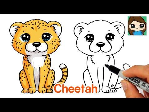 How To Draw A Cheetah Easy Cute Cartoon Animal 