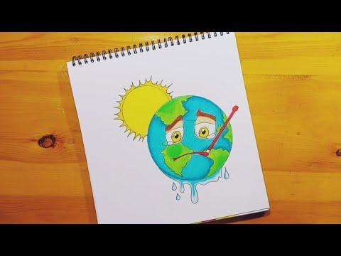 رسم عن الاحتباس الحراري Global Warming Drawing Küresel ısınma Diyagramı 