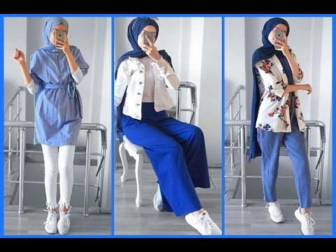 ملابس وازياء المحجبات باللون الازرق الجزء الاول Blue Hijab Outifits 