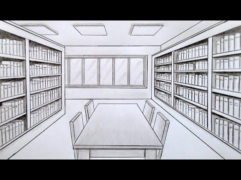 How To Draw A Room In One Point Perspective A Library 