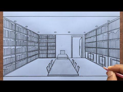 How To Draw A Library In 1 Point Perspective Step By Step 
