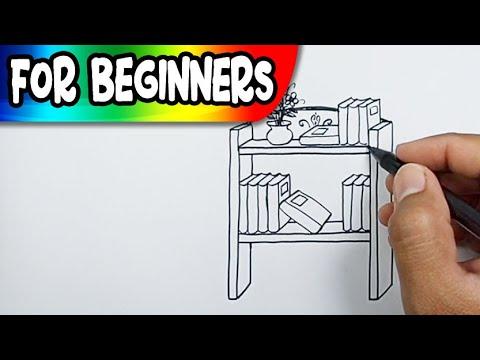 How To Draw A Bookshelf Simple Drawings 