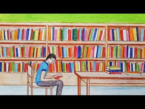 How To Draw Library Step By Step Very Easy 