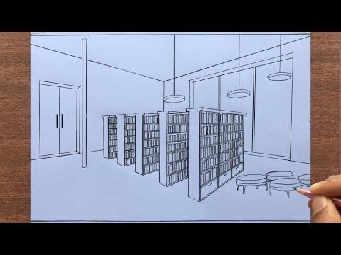 How To Draw A Library In 2 Point Perspective Step By Step 