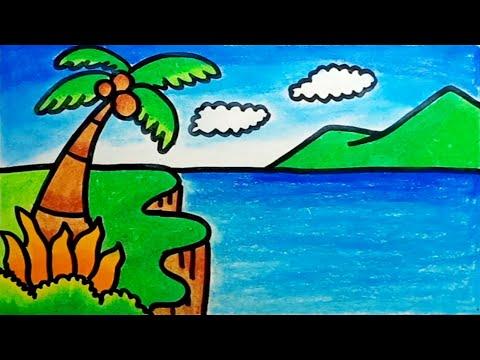 How To Draw A Sea Scenery With Oil Pastels Drawing Sea Scenery Step By Step 