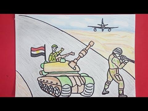 رسم حرب اكتوبر كيفية رسم الجنود رسم دبابة 