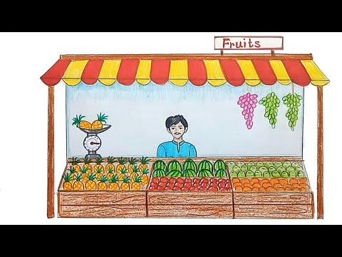 How To Draw Fruit Seller Step By Step 