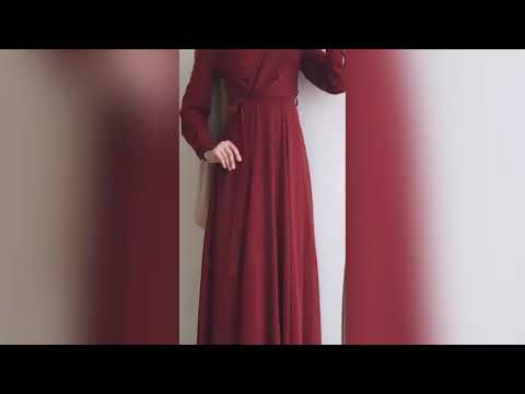 فساتين محجبات راقية باللون الاحمر Red Classy Hijab Dresses 