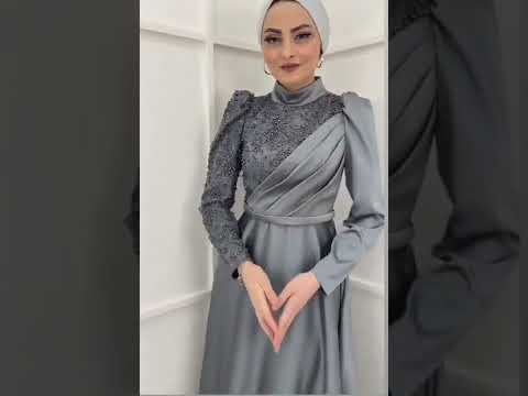 فستان سواريه بتصميم تركي روووعة باللون الرمادي 