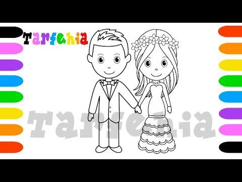 رسم عروسة وعريس سهل جدا بالخطوات رسومات اطفال جميلة How To Draw A Bride And Groom 