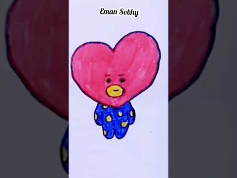 رسم تاتا من Bt21 رسم شخصية كرتونية لتاي من شورتات BTS 