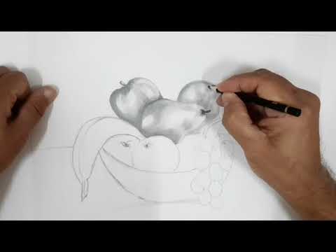 أسهل طريقة لرسم طبق فواكه بالقلم الرصاص الظل والنور The Easiest Way To Draw A Fruit Plate In Pencil 
