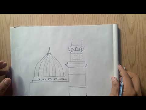 رسم بالرصاص رسم المسجد النبوي الشريف بالقلم الرصاص 