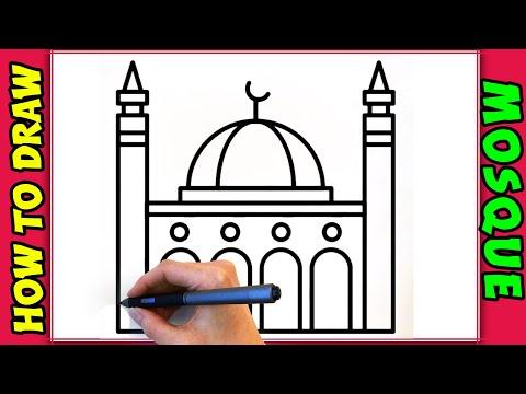 How To Draw A Mosque Step By Step For Beginners رسم مسجد سهل 
