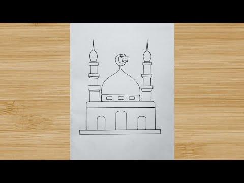 How To Draw Mosque Easy Mosque Drawing Easily Mosque Drawing 