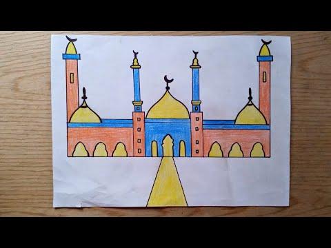 رسم سهل رسم مسجد خطوة بخطوة بالقلم الرصاص 