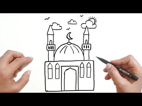 كيف ترسم مسجد خطوة بخطوة رسم سهل رسم مسجد سهل طريقة رسم مسجد تعليم الرسم للمبتدئين 