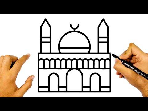 كيف ترسم مسجد بطريقة سهلة وبسيطة جدا خطوة بخطوة رسم مسجد سهل رسم سهل تعليم الرسم للمبتدئين 