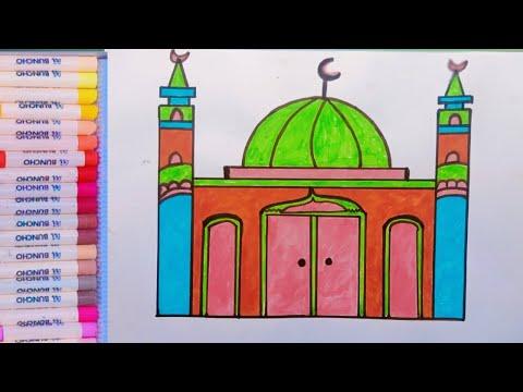 كيف ترسم مسجد خطوة بخطوة رسم مسجد سهل طريقة رسم مسجد رسم سهل تعليم الرسم للمبتدئين 