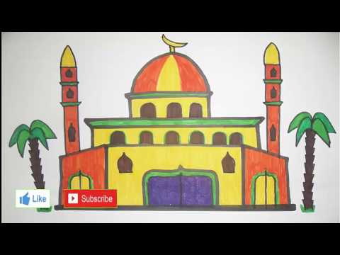 رسم سهل رسم مسجد رسم جامع رسومات رمضان طريقة رسم مسجد تعليم الرسم 