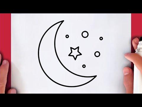 رسم سهل طريقة رسم هلال ونجمة رمضان كريم بسهوله خطوة بخطوة رسومات رمضان تعليم الرسم للمبتدئين 
