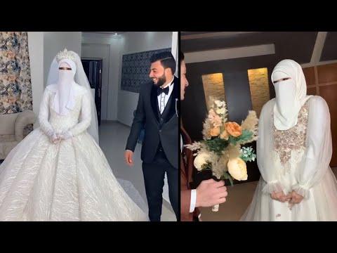 عروسه منتقبه اتكسفت من عريسها لما دخل عليها شوف رد فعل العريس لما شاف عروسته ماشاء الله 