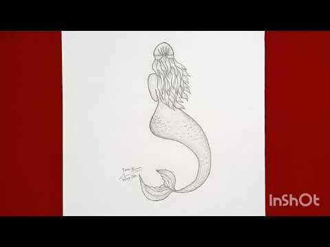How To Draw A Mermaid كيفيه رسم حورية البحر بالرصاص فقط بطريقه سهله 