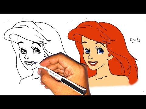 تعليم الرسم كيفية رسم اريل حورية البحر خطوة بخطوة للمستوى المبتدئ 