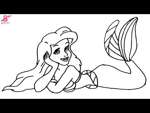 تعليم الرسم كيف ترسم حورية البحر اريل خطوة بخطوة للمبتدئين How To Draw Ariel 