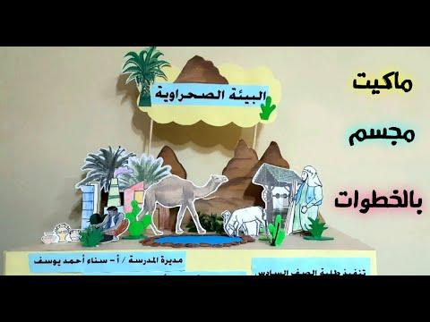 نموذج للبيئة الصحراوية والأنشطة الاقتصادية خطوة بخطوة. مشروع مدرسي وأنشطة مدرسية ووسائل تعليمية 